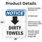 Signmission Dirty Towels (Down Arrow) Sign With Symbol, 18 in W x Rectangle, Vinyl Decal OS-2PACK-NS-D-1824-V-11039 - alternate 3